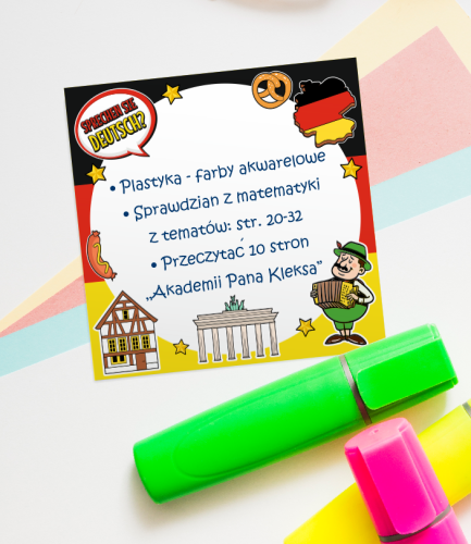 Blok karteczek - J. NIEMIECKI - wzór 2 (50 kartek, 76x76mm)