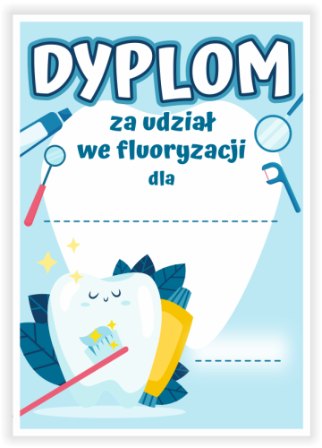 Dyplom Dzielnego Pacjenta FLUORYZACJA - wzór 1 (format A5)