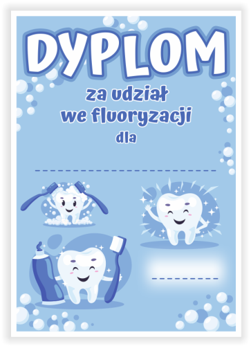 Dyplom Dzielnego Pacjenta FLUORYZACJA - wzór 2 (format A5)