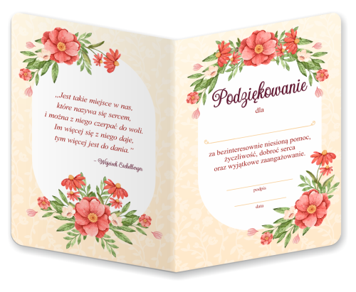 Dyplom: Podziękowanie - wzór 9 (składany,  format A5)