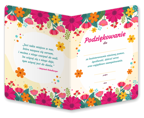 Dyplom: Podziękowanie - wzór 6 (składany, format A5)