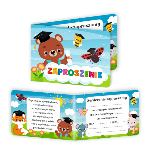 Zaproszenie: Zakończenie Roku Przedszkolnego - wzór 3 (składane, format A6)
