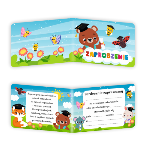 Zaproszenie: Zakończenie Roku Przedszkolnego - wzór 3 (składane, format A6)