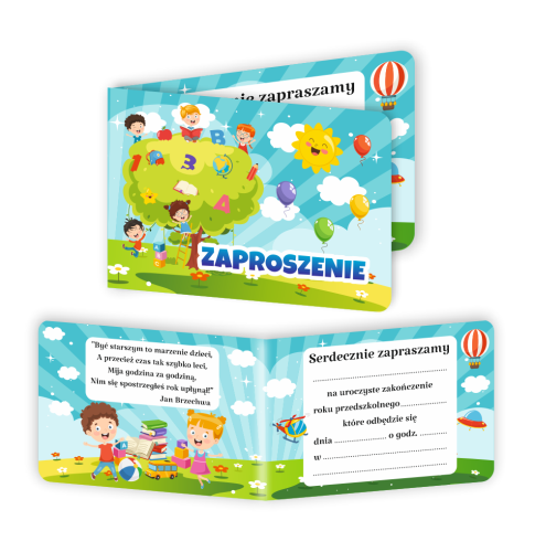 Zaproszenie: Zakończenie Roku Przedszkolnego - wzór 2 (składane, format A6)
