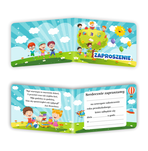 Zaproszenie: Zakończenie Roku Przedszkolnego - wzór 2 (składane, format A6)