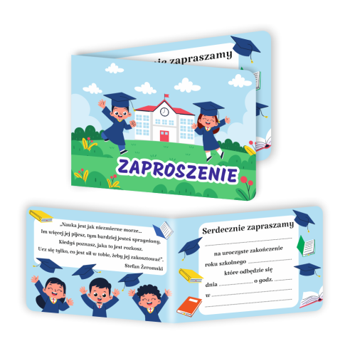 Zaproszenie: Zakończenie roku szkolnego - wzór 4 (składane, format A6)