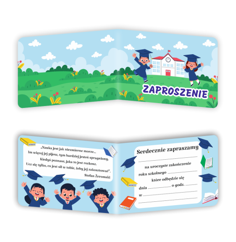 Zaproszenie: Zakończenie roku szkolnego - wzór 4 (składane, format A6)