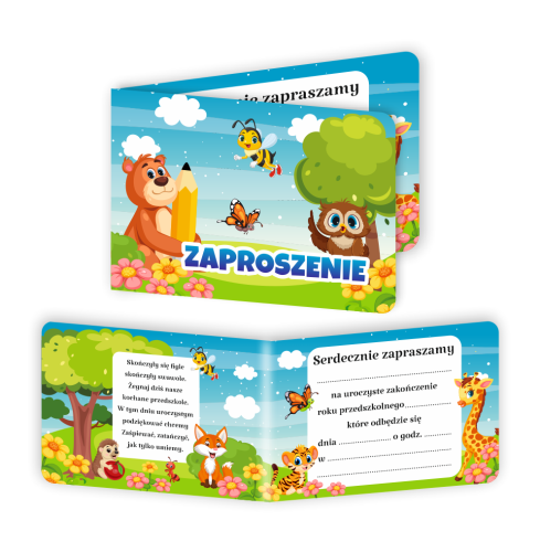 Zaproszenie: Zakończenie Roku Przedszkolnego - wzór 1 (składane, format A6)