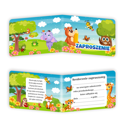 Zaproszenie: Zakończenie Roku Przedszkolnego - wzór 1 (składane, format A6)