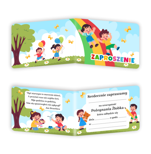 Zaproszenie: Pożegnanie Żłobka - wzór 1 (składane, format A6)