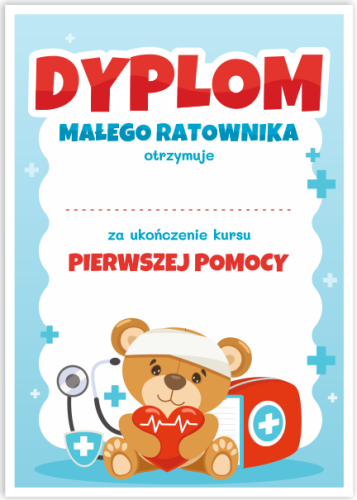 Dyplom: Małego Ratownika - PIERWSZA POMOC - wzór 1 (format A5)