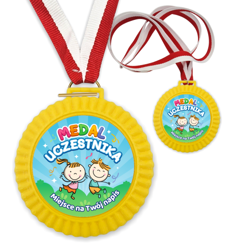 Medal 3D na tasiemce: "za udział" - wzór 1 + Twój napis
