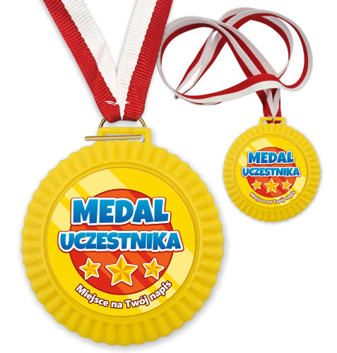 Medal 3D - ZA UDZIAŁ - wzór 3 (+ tasiemka, + własny napis)