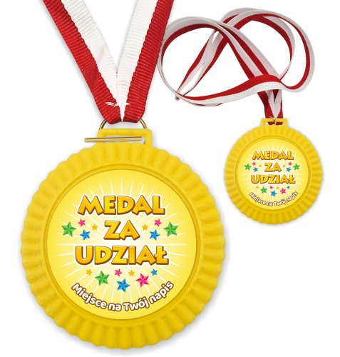 Medal 3D - ZA UDZIAŁ - wzór 4 (+ tasiemka, + własny napis)