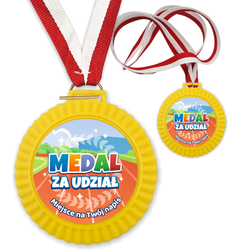 Medal 3D - ZA UDZIAŁ - wzór 6 (+ tasiemka, + własny napis)