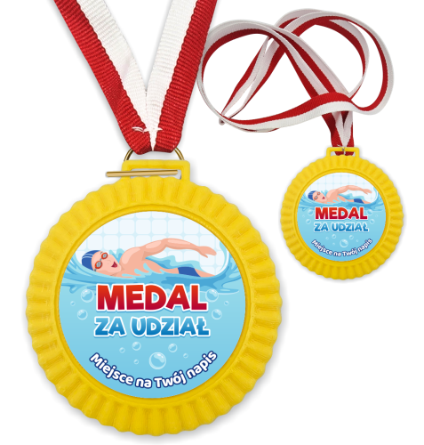 Medal 3D - ZA UDZIAŁ - wzór 8 (+ tasiemka, + własny napis)