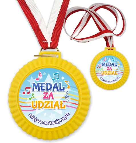 Medal 3D - ZA UDZIAŁ - wzór 11 (+ tasiemka, + własny napis)