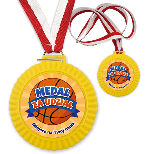 Medal 3D - ZA UDZIAŁ - wzór 13 (+ tasiemka, + własny napis)