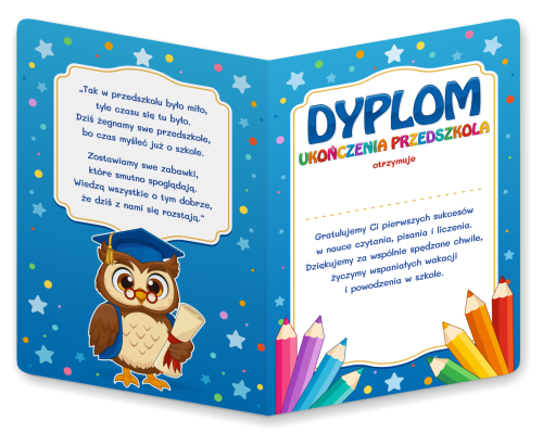Dyplom: Ukończenia Przedszkola - wzór 5 (składany, format A4+)