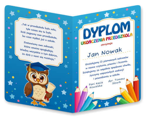 Dyplom: Ukończenia Przedszkola - wzór 5 (składany, format A4+)