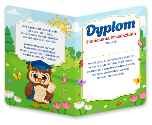 Dyplom: Ukończenia Przedszkola - wzór 6 (składany, format A5)