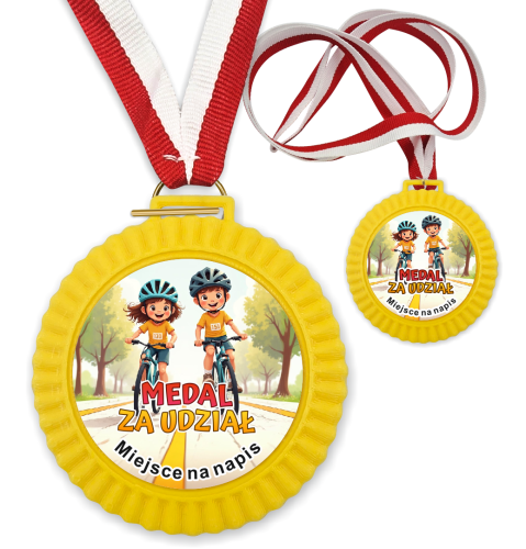 Medal 3D - ROWEROWY - ZA UDZIAŁ - wzór 16 (+ tasiemka, + własny napis)