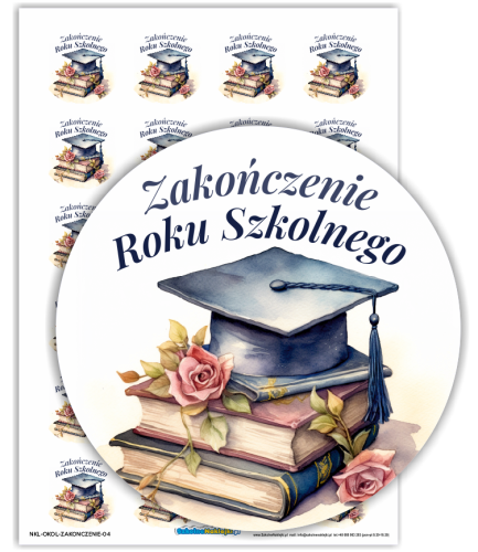 Naklejki "Zakończenie Roku Szkolnego" - wzór 4 (40mm, 24 szt.)