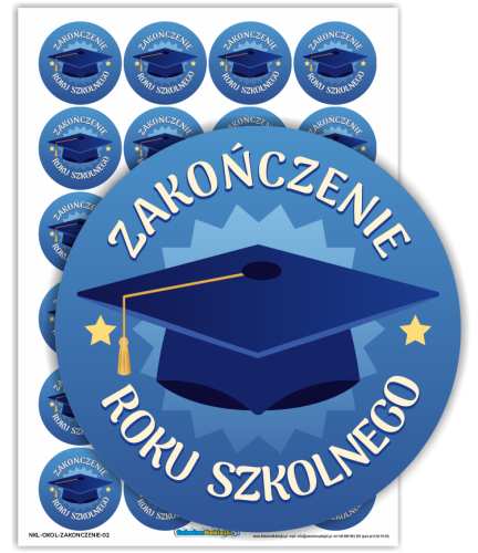 Naklejki "Zakończenie Roku Szkolnego" - wzór 2 (40mm, 24 szt.)