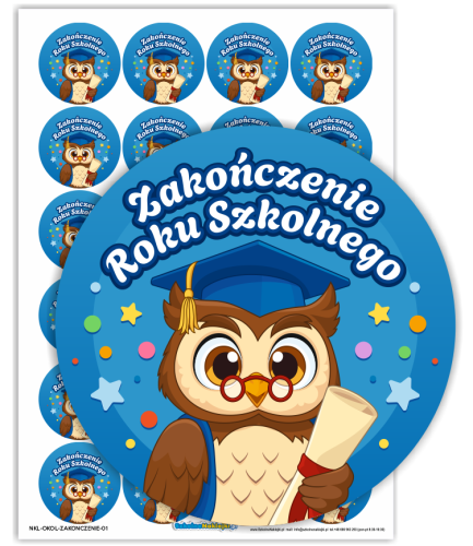 Naklejki "Zakończenie Roku Szkolnego" - wzór 1 (40mm, 24 szt.)