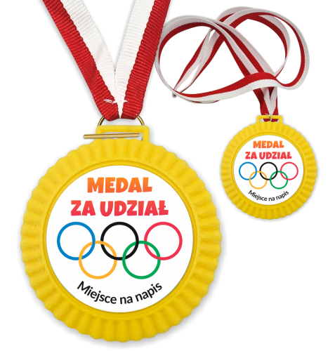 Medal 3D - OLIMPIADA - ZA UDZIAŁ - wzór 21 (+ tasiemka, + własny napis)