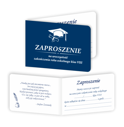 Zaproszenie: Zakończenie roku szkolnego klas VIII (składane,  format A6)