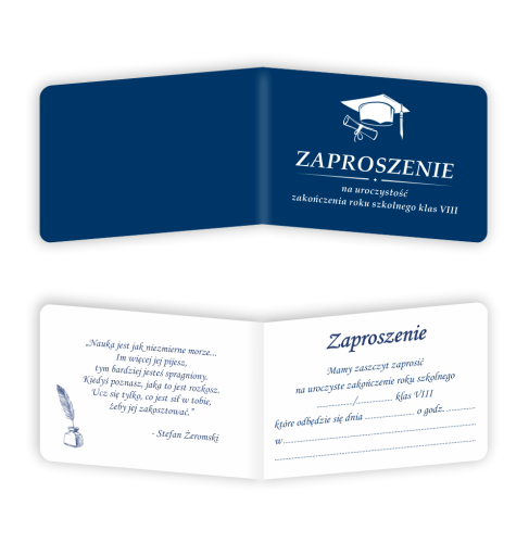 Zaproszenie: Zakończenie roku szkolnego klas VIII (składane,  format A6)