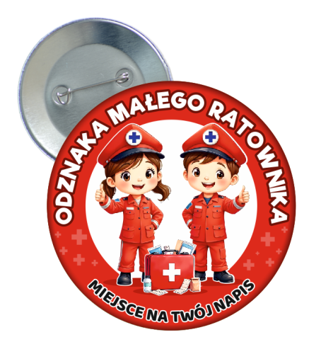 Przypinka "Odznaka Małego Ratownika" - wzór 1 + twój napis