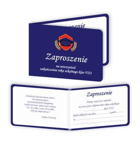 Zaproszenie: Zakończenie roku szkolnego klas 8 - wzór 2 (składane, format A6)
