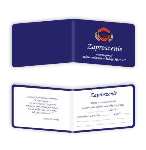Zaproszenie: Zakończenie roku szkolnego klas 8 - wzór 2 (składane, format A6)
