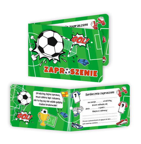 Zaproszenie: Urodziny - Piłka Nożna - wzór 6 (składane, format A6)