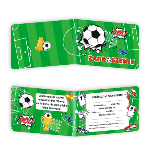 Zaproszenie: Urodziny - Piłka Nożna - wzór 6 (składane, format A6)