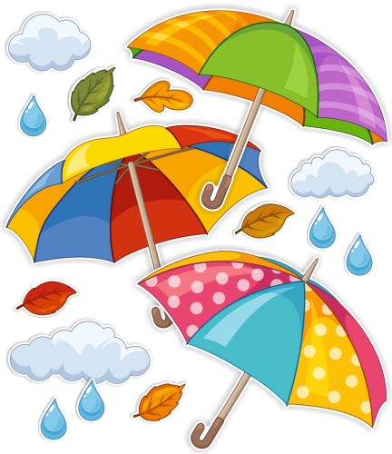 Dekoracja jesienna na okna "Duże Kolorowe Parasole" (dwustronna)