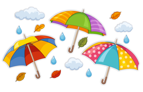 Dekoracja jesienna na okna "Duże Kolorowe Parasole" (dwustronna)