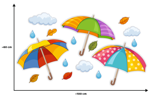 Dekoracja jesienna na okna "Duże Kolorowe Parasole" (dwustronna)