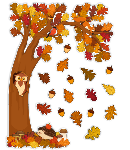 Dekoracja jesienna na okna "Duże Jesienne Drzewo" (67x92 cm, dwustronna)