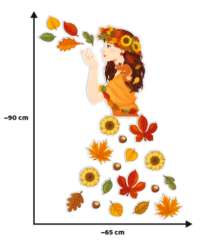 Dekoracja jesienna na okna "Pani Jesień" - wzór 4 (dwustronna)