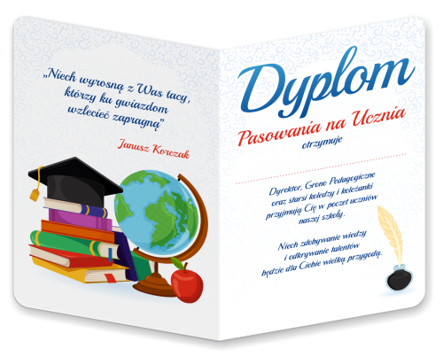 Dyplom: Pasowanie na Ucznia - wzór 3 (składany, format A5)