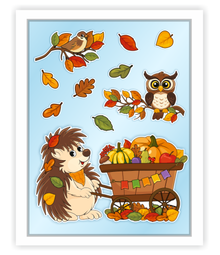 Dekoracja jesienna - DUŻE JESIENNE ZWIERZĄTKA - wzór 3 (~A3, dwustronna)