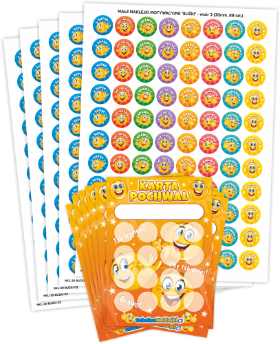 Pakiet Motywacyjny "Buźki" - wzór 2 (440 naklejek + 25 kart)