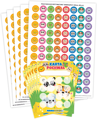 Pakiet Motywacyjny "Zwierzątka" - wzór 2 (440 naklejek + 25 kart)