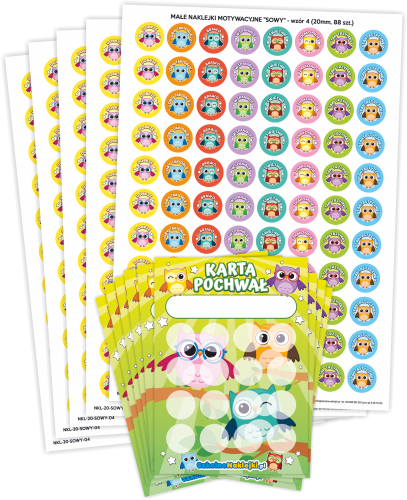 Pakiet Motywacyjny "Sowy" (440 naklejek + 25 kart)