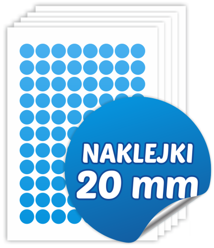 Naklejki na zamówienie (okrągłe, 20mm , na arkuszach)