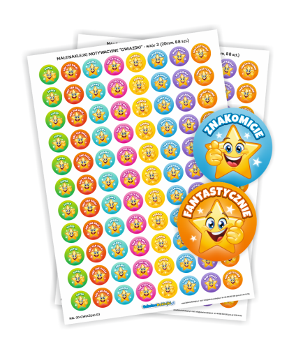 Pakiet Motywacyjny "Zbierz 8 buziek" (Karty + naklejki 20mm + naklejki 40mm)