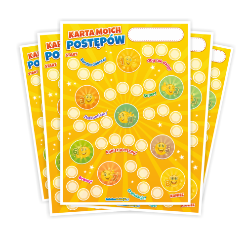 Pakiet Motywacyjny "Zbierz 8 buziek" (Karty + naklejki 20mm + naklejki 40mm)